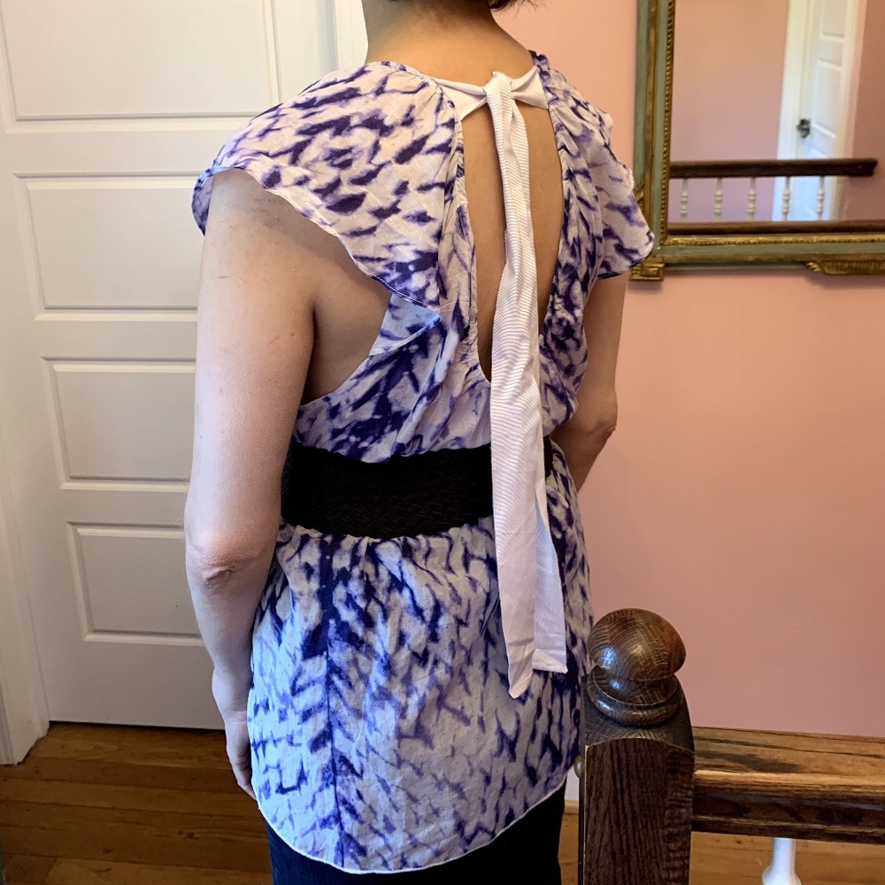 Cotton Silk Blend Short Sleeved Purple Blouse NWT - Picture 7 of 7